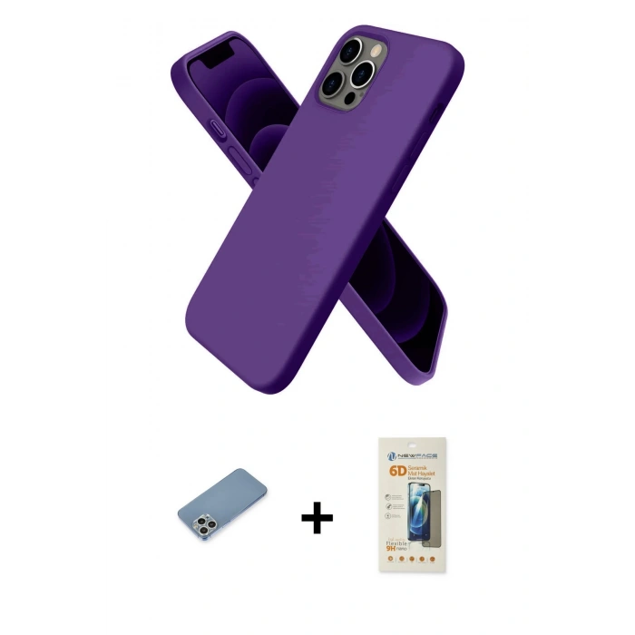 MARSİLYAN™- iPhone 12 Pro Kılıf Kozmos Yansıma Özel Seri - Siyah 6D Mat Seramik Hayalet Nano Ekran Koruyucu + Shine Kamera Lens Koruma Cam - GS