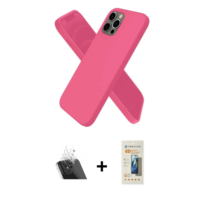 MARSİLYAN™- iPhone 12 Pro Kılıf Kozmos Yansıma Özel Seri - Siyah 6D Mat Seramik Hayalet Nano Ekran Koruyucu + Kamera Lens Koruma Cam - SF