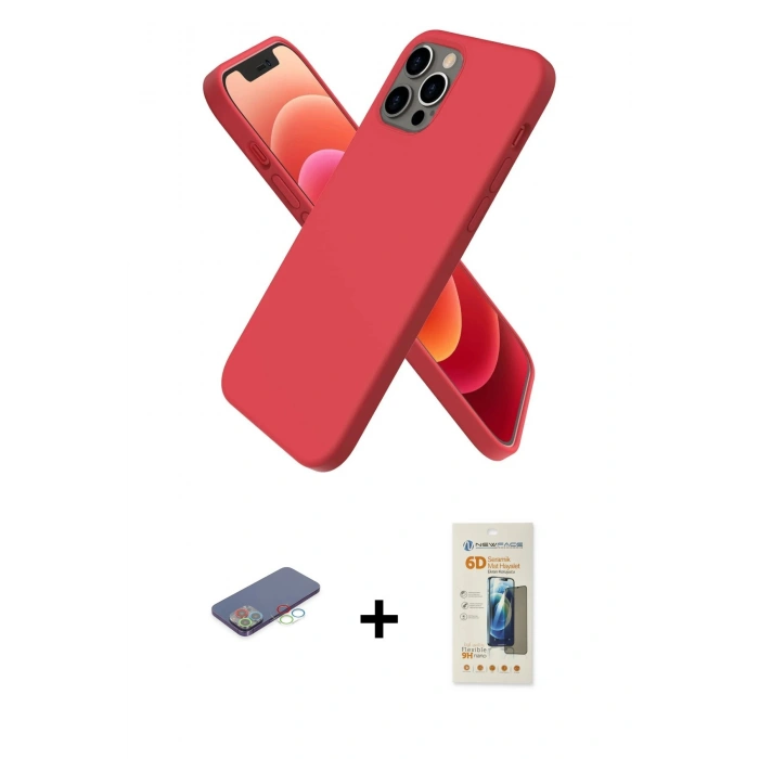 MARSİLYAN™- iPhone 12 Pro Kılıf Kozmos Yansıma Özel Seri - Siyah 6D Mat Seramik Hayalet Nano Ekran Koruyucu + Renkli Kamera Lens Koruma Cam - MI