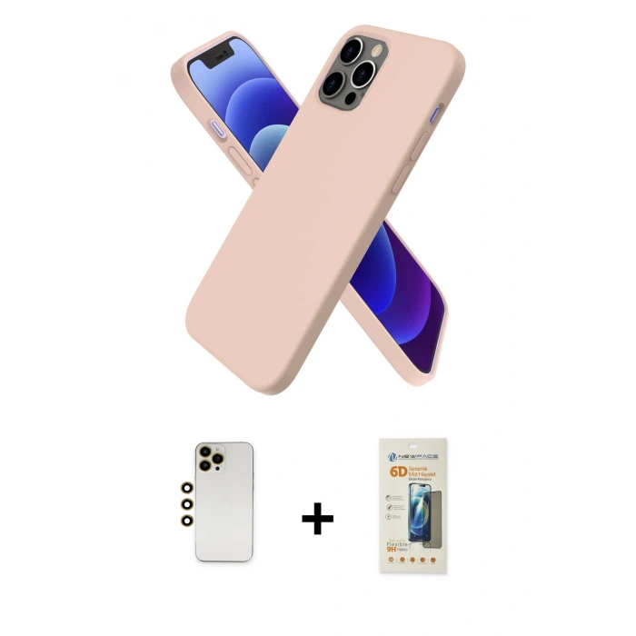 MARSİLYAN™- iPhone 12 Pro Kılıf Kozmos Yansıma Özel Seri - Siyah 6D Mat Seramik Hayalet Nano Ekran Koruyucu + Shine Kamera Lens - GD