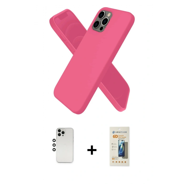 MARSİLYAN™- iPhone 12 Pro Kılıf Kozmos Yansıma Özel Seri - Siyah 6D Mat Seramik Hayalet Nano Ekran Koruyucu + Shine Kamera Lens - GS