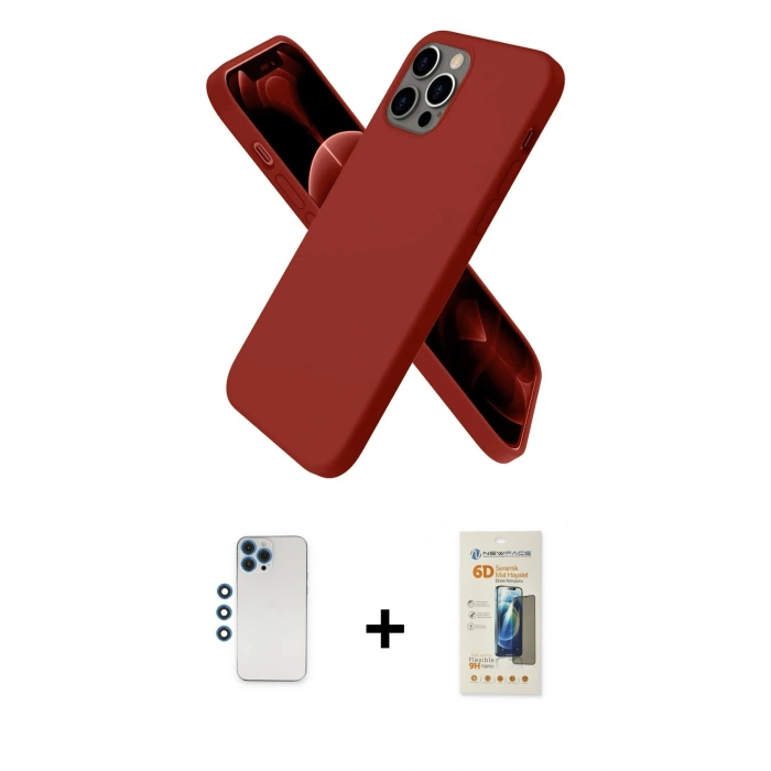 MARSİLYAN™- iPhone 12 Pro Kılıf Kozmos Yansıma Özel Seri - Siyah 6D Mat Seramik Hayalet Nano Ekran Koruyucu + Shine Kamera Lens - MI