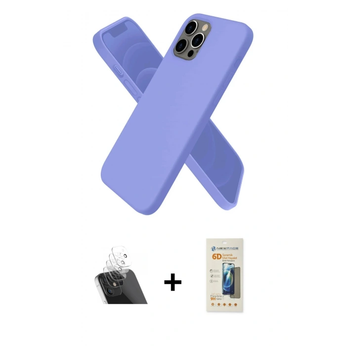 MARSİLYAN™- iPhone 12 Pro Kılıf Kozmos Yansıma Özel Seri - Siyah 6D Mat Seramik Hayalet Nano Ekran Koruyucu + Kamera Lens Koruma Cam - SF