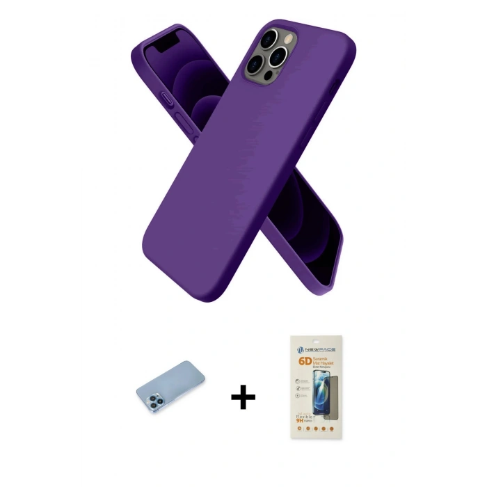 MARSİLYAN™- iPhone 12 Pro Kılıf Kozmos Yansıma Özel Seri - Siyah 6D Mat Seramik Hayalet Nano Ekran Koruyucu + Shine Kamera Lens Koruma Cam - MI