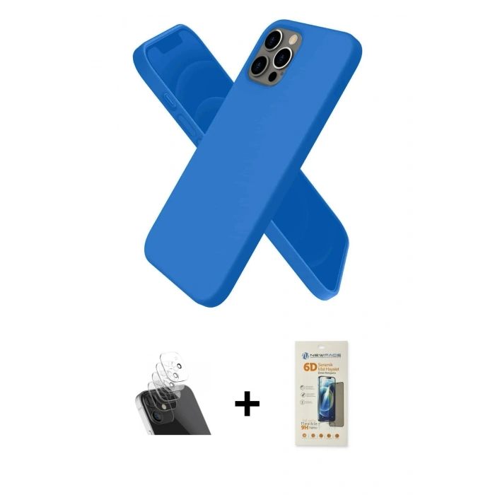 MARSİLYAN™- iPhone 12 Pro Kılıf Kozmos Yansıma Özel Seri - Siyah 6D Mat Seramik Hayalet Nano Ekran Koruyucu + Kamera Lens Koruma Cam - SF