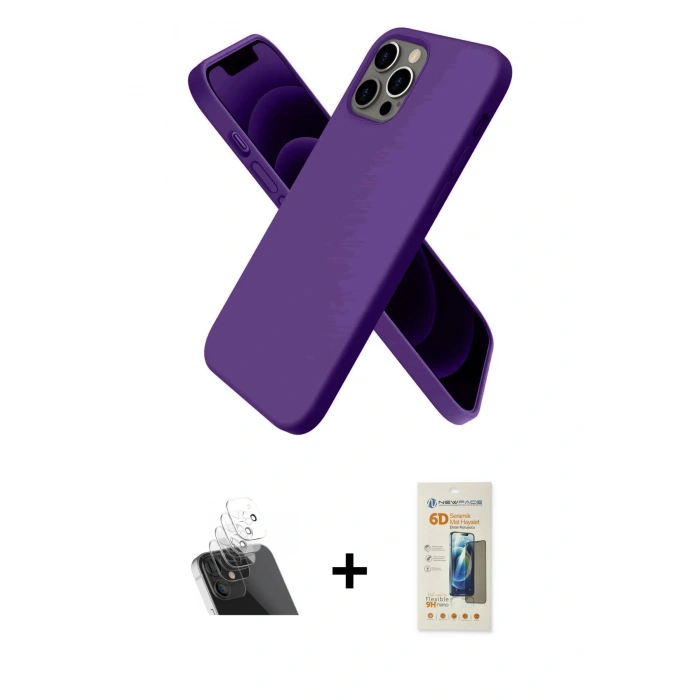 MARSİLYAN™- iPhone 12 Pro Kılıf Kozmos Yansıma Özel Seri - Siyah 6D Mat Seramik Hayalet Nano Ekran Koruyucu + Kamera Lens Koruma Cam - SF