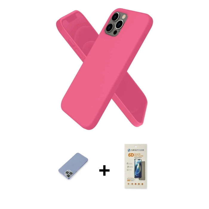 MARSİLYAN™- iPhone 12 Pro Kılıf Kozmos Yansıma Özel Seri - Siyah 6D Mat Seramik Hayalet Nano Ekran Koruyucu + Metal Kamera Lens Koruma Cam - KUYL