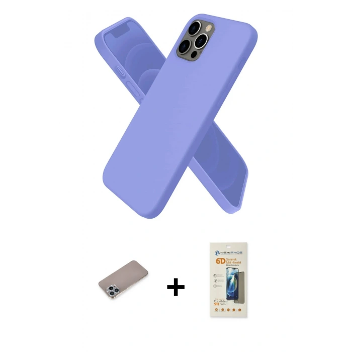 MARSİLYAN™- iPhone 12 Pro Kılıf Kozmos Yansıma Özel Seri - Siyah 6D Mat Seramik Hayalet Nano Ekran Koruyucu + Shine Kamera Lens Koruma Cam - SABE