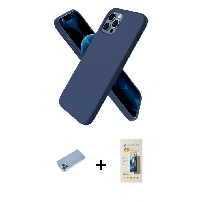 MARSİLYAN™- iPhone 12 Pro Kılıf Kozmos Yansıma Özel Seri - Siyah 6D Mat Seramik Hayalet Nano Ekran Koruyucu + Shine Kamera Lens Koruma Cam - MI