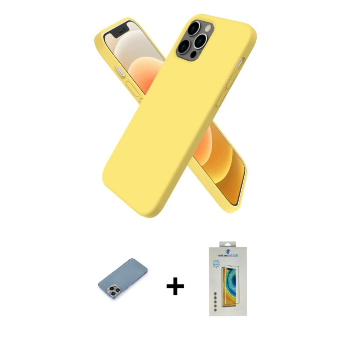 MARSİLYAN™- iPhone 12 Pro Kılıf Kozmos Yansıma Özel Seri - Siyah Polymer Nano Ekran Koruyucu + Shine Kamera Lens Koruma Cam - GI