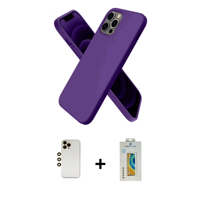 MARSİLYAN™- iPhone 12 Pro Kılıf Kozmos Yansıma Özel Seri - Siyah Polymer Nano Ekran Koruyucu + Shine Kamera Lens - GD