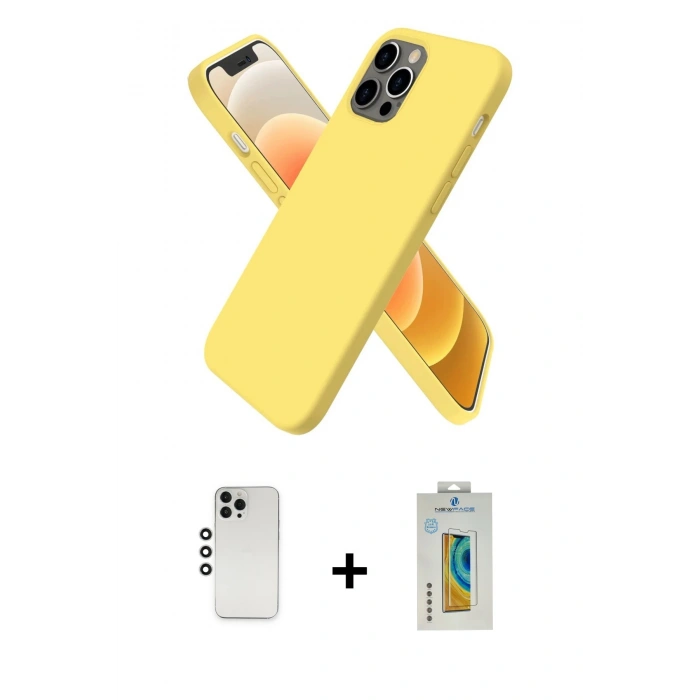 MARSİLYAN™- iPhone 12 Pro Kılıf Kozmos Yansıma Özel Seri - Siyah Polymer Nano Ekran Koruyucu + Shine Kamera Lens - GS