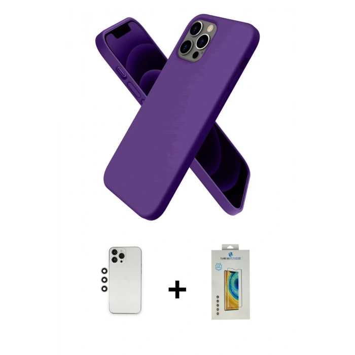 MARSİLYAN™- iPhone 12 Pro Kılıf Kozmos Yansıma Özel Seri - Siyah Polymer Nano Ekran Koruyucu + Shine Kamera Lens - GS