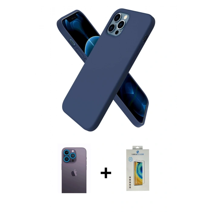 MARSİLYAN™- iPhone 12 Pro Kılıf Kozmos Yansıma Özel Seri - Siyah Polymer Nano Ekran Koruyucu + Neon Fosforlu Kamera Lens - MI
