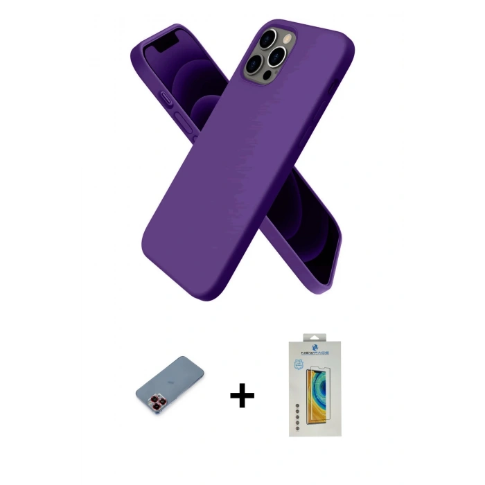 MARSİLYAN™- iPhone 12 Pro Kılıf Kozmos Yansıma Özel Seri - Siyah Polymer Nano Ekran Koruyucu + Metal Kamera Lens Koruma Cam - KI