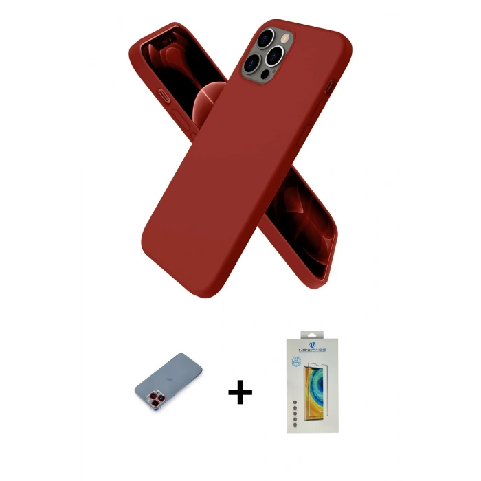 MARSİLYAN™- iPhone 12 Pro Kılıf Kozmos Yansıma Özel Seri - Siyah Polymer Nano Ekran Koruyucu + Metal Kamera Lens Koruma Cam - KI