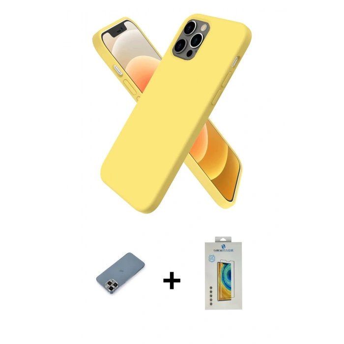 MARSİLYAN™- iPhone 12 Pro Kılıf Kozmos Yansıma Özel Seri - Siyah Polymer Nano Ekran Koruyucu + Metal Kamera Lens Koruma Cam - MR