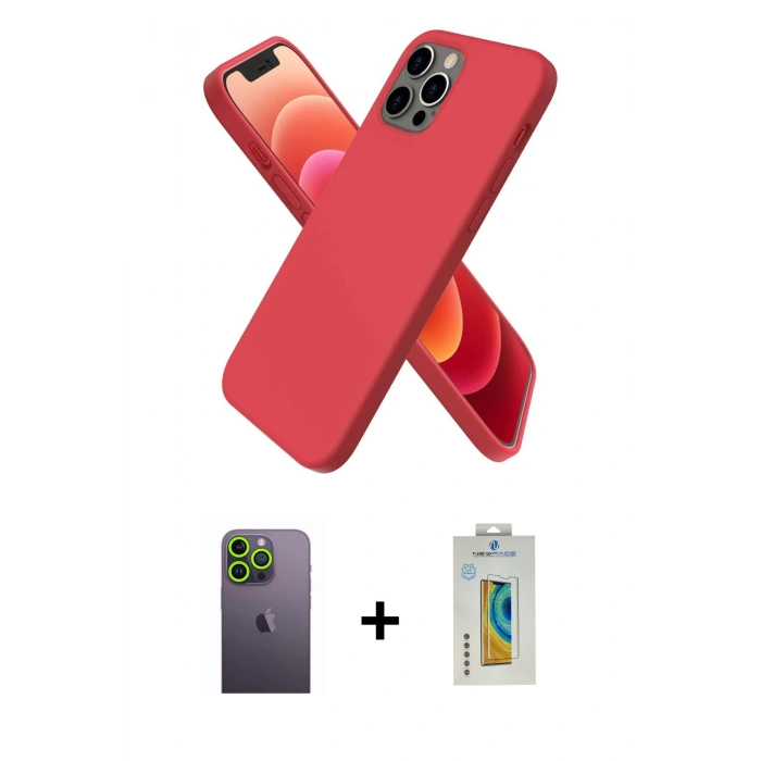 MARSİLYAN™- iPhone 12 Pro Kılıf Kozmos Yansıma Özel Seri - Siyah Polymer Nano Ekran Koruyucu + Neon Fosforlu Kamera Lens - YL