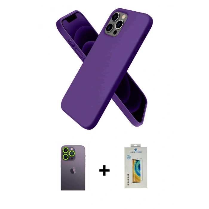 MARSİLYAN™- iPhone 12 Pro Kılıf Kozmos Yansıma Özel Seri - Siyah Polymer Nano Ekran Koruyucu + Neon Fosforlu Kamera Lens - YL