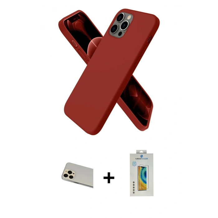 MARSİLYAN™- iPhone 12 Pro Kılıf Kozmos Yansıma Özel Seri - Siyah Polymer Nano Ekran Koruyucu + Rainbow Kamera Lens Koruma Cam - GD