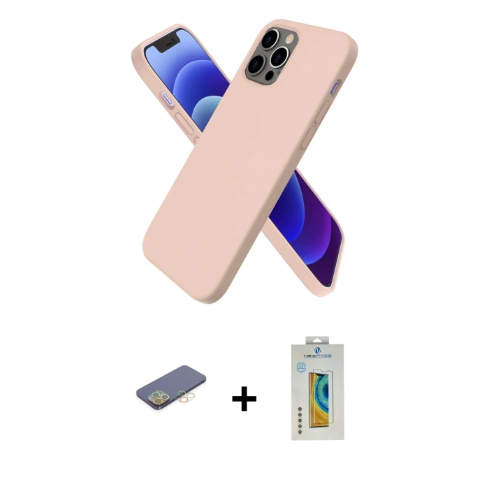 MARSİLYAN™- iPhone 12 Pro Kılıf Kozmos Yansıma Özel Seri - Siyah Polymer Nano Ekran Koruyucu + Renkli Kamera Lens Koruma Cam - SI