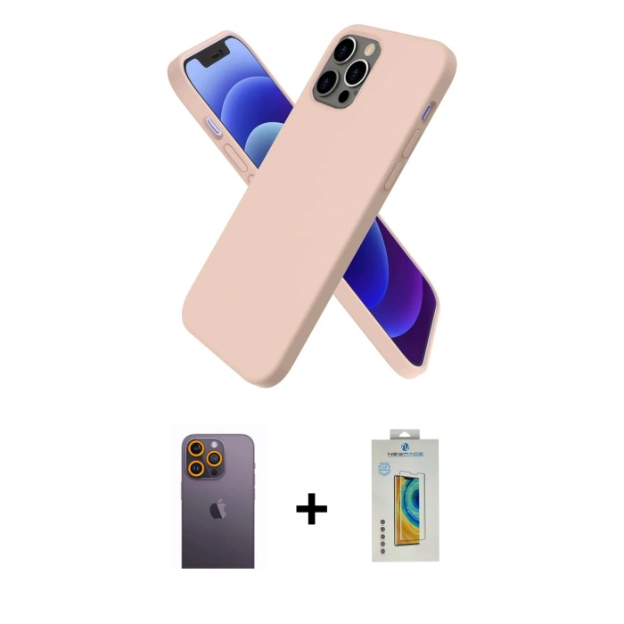 MARSİLYAN™- iPhone 12 Pro Kılıf Kozmos Yansıma Özel Seri - Siyah Polymer Nano Ekran Koruyucu + Neon Fosforlu Kamera Lens - SI