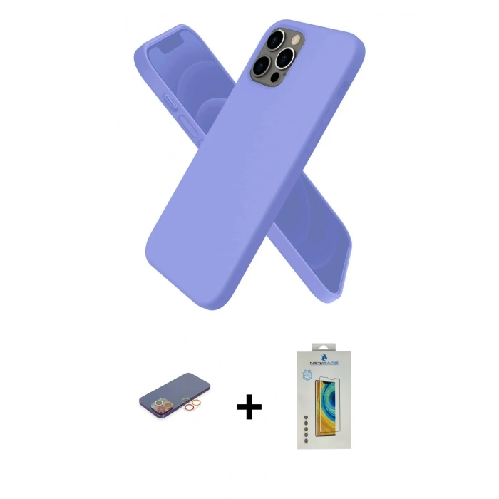 MARSİLYAN™- iPhone 12 Pro Kılıf Kozmos Yansıma Özel Seri - Siyah Polymer Nano Ekran Koruyucu + Turuncu Renkli Kamera Lens Koruma Cam