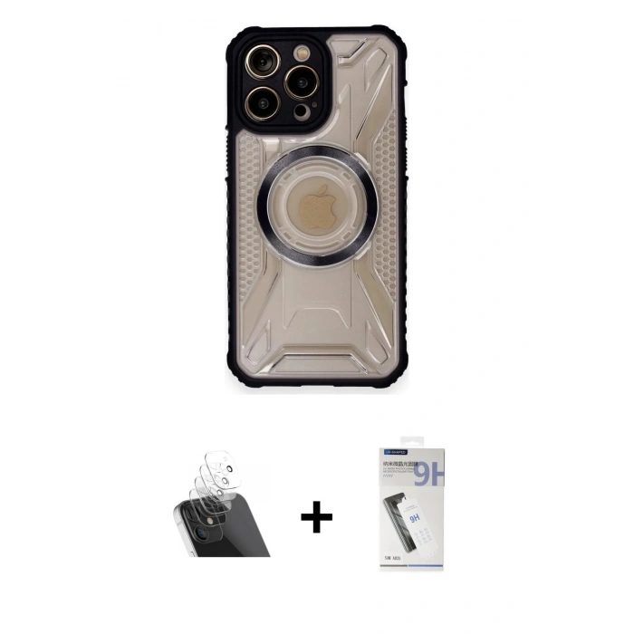MARSİLYAN™- iPhone 12 Pro Kılıf Kutup Modern - Şeffaf Uv Polymer Nano Ekran Koruyucu + Kamera Lens Koruma Cam - SF