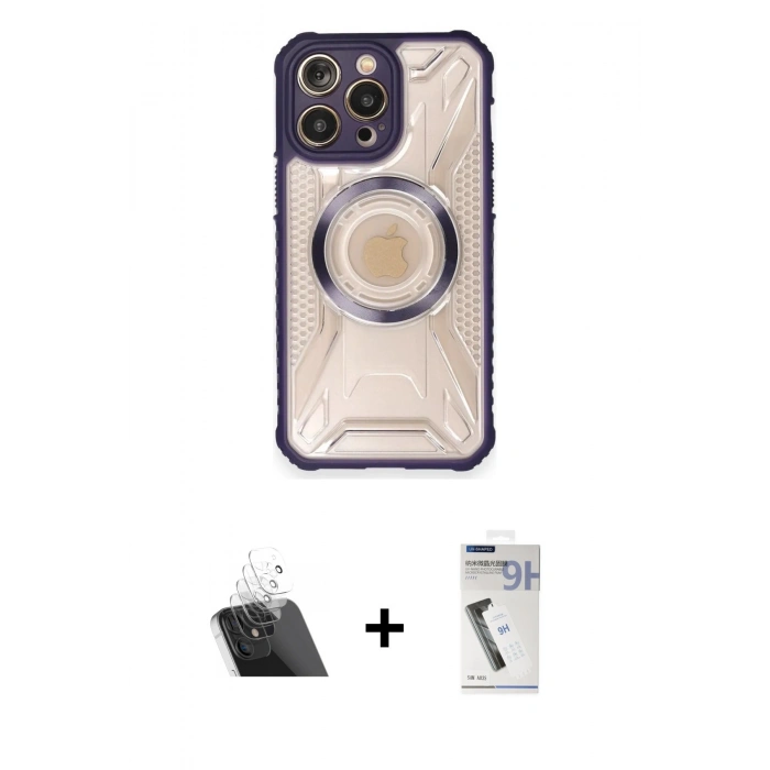 MARSİLYAN™- iPhone 12 Pro Kılıf Kutup Modern - Şeffaf Uv Polymer Nano Ekran Koruyucu + Kamera Lens Koruma Cam - SF