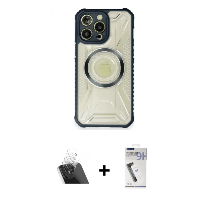 MARSİLYAN™- iPhone 12 Pro Kılıf Kutup Modern - Şeffaf Uv Polymer Nano Ekran Koruyucu + Kamera Lens Koruma Cam - SF