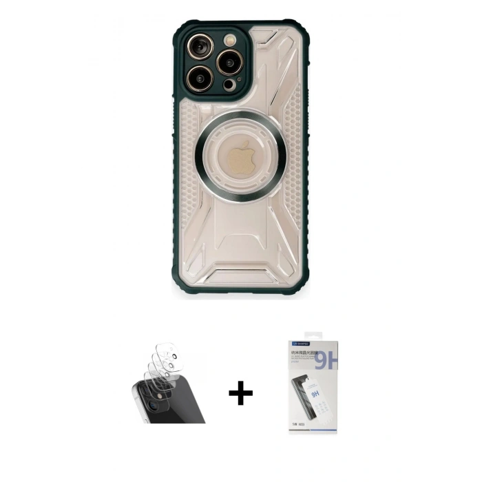 MARSİLYAN™- iPhone 12 Pro Kılıf Kutup Modern - Şeffaf Uv Polymer Nano Ekran Koruyucu + Kamera Lens Koruma Cam - SF