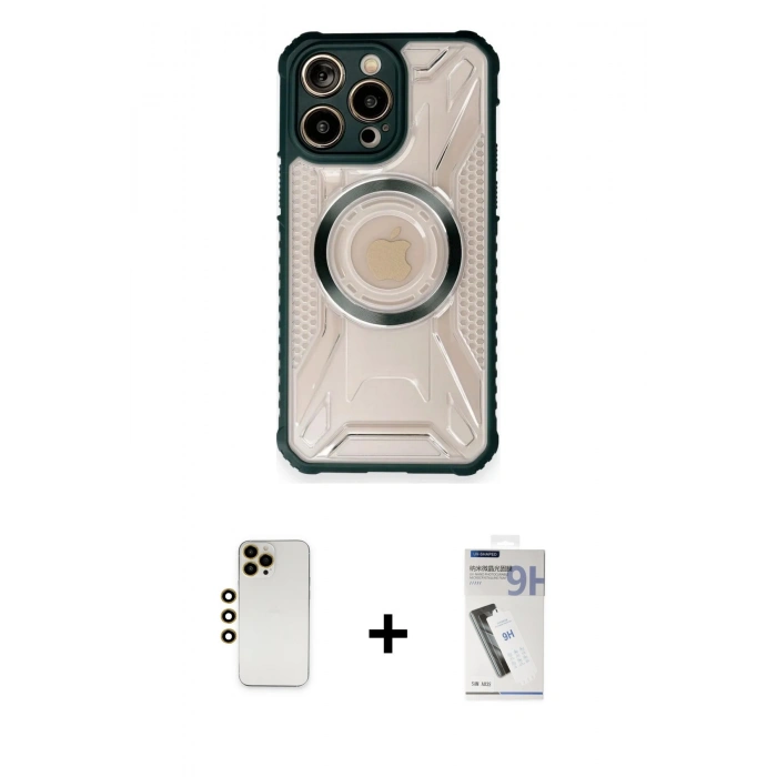 MARSİLYAN™- iPhone 12 Pro Kılıf Kutup Modern - Şeffaf Uv Polymer Nano Ekran Koruyucu + Shine Kamera Lens - GD