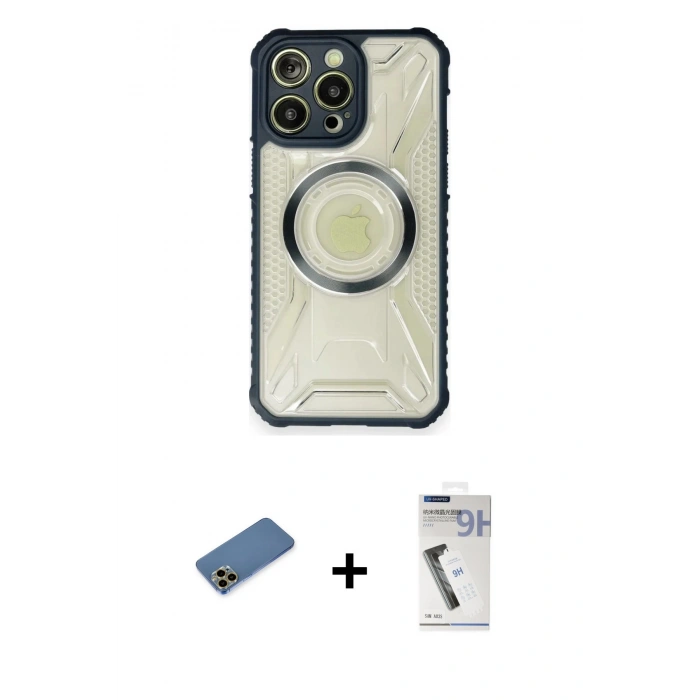 MARSİLYAN™- iPhone 12 Pro Kılıf Kutup Modern - Şeffaf Uv Polymer Nano Ekran Koruyucu + Shine Kamera Lens Koruma Cam - GD