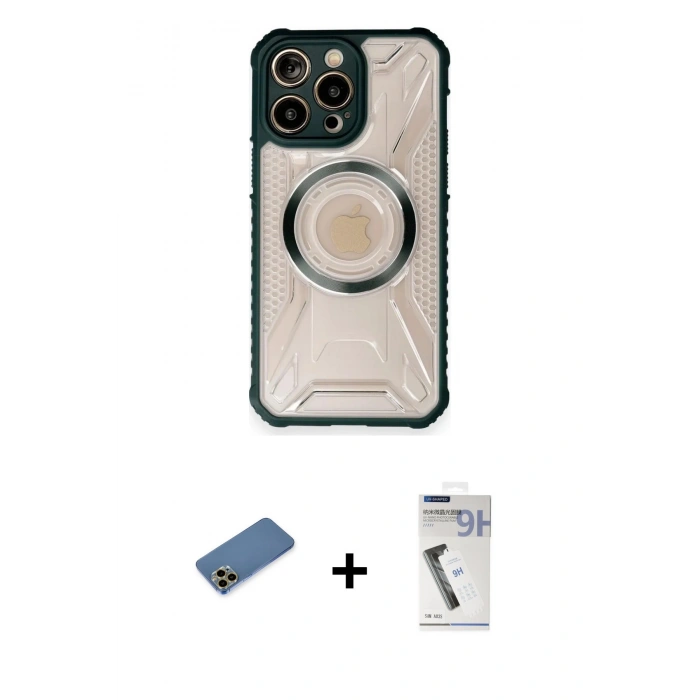 MARSİLYAN™- iPhone 12 Pro Kılıf Kutup Modern - Şeffaf Uv Polymer Nano Ekran Koruyucu + Shine Kamera Lens Koruma Cam - GD