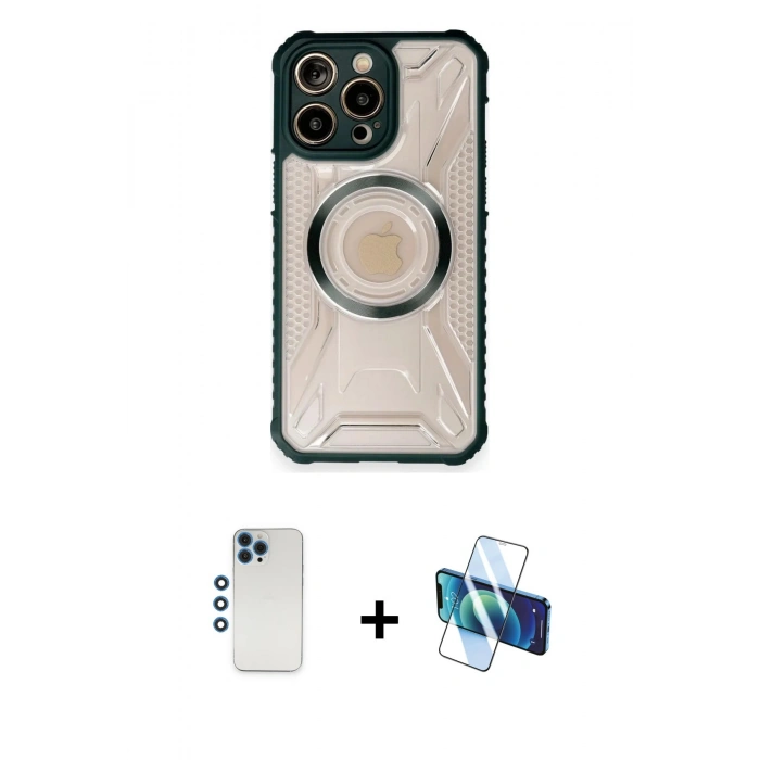 MARSİLYAN™- iPhone 12 Pro Kılıf Kutup Modern - Siyah 3D Antistatik Seramik Nano Ekran Koruyucu + Shine Kamera Lens - MI