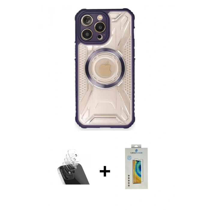 MARSİLYAN™- iPhone 12 Pro Kılıf Kutup Modern - Siyah Polymer Nano Ekran Koruyucu + Kamera Lens Koruma Cam - SF