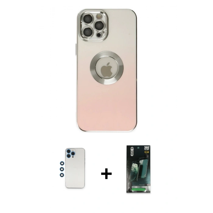 MARSİLYAN™- iPhone 12 Pro Kılıf Kutup Yansıma Özel Seri - Şeffaf 360 Full Body Arka Koruyucu + Shine Kamera Lens - MI