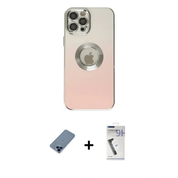 MARSİLYAN™- iPhone 12 Pro Kılıf Kutup Yansıma Özel Seri - Şeffaf Uv Polymer Nano Ekran Koruyucu + Metal Kamera Lens Koruma Cam - MI