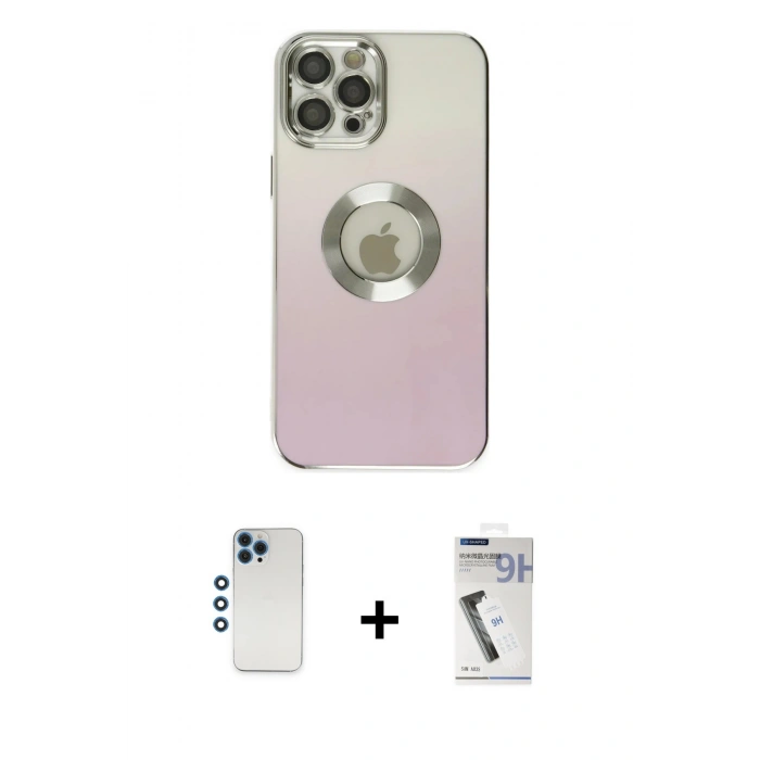 MARSİLYAN™- iPhone 12 Pro Kılıf Kutup Yansıma Özel Seri - Şeffaf Uv Polymer Nano Ekran Koruyucu + Shine Kamera Lens - MI