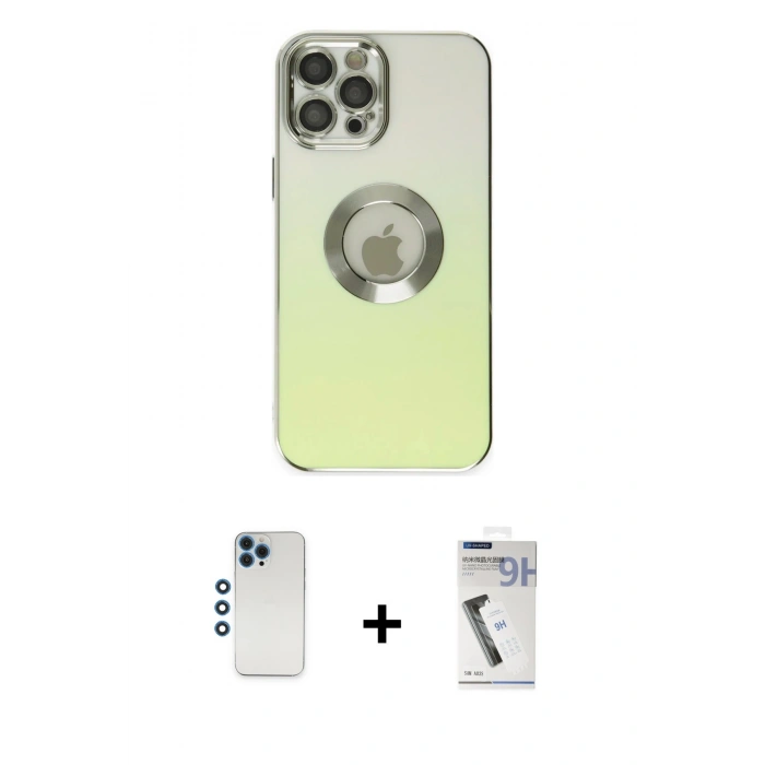MARSİLYAN™- iPhone 12 Pro Kılıf Kutup Yansıma Özel Seri - Şeffaf Uv Polymer Nano Ekran Koruyucu + Shine Kamera Lens - MI