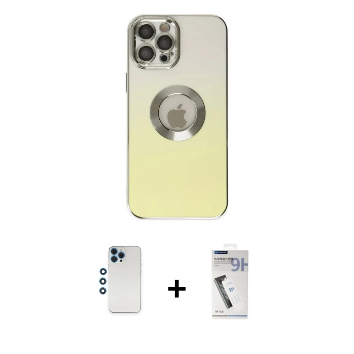 MARSİLYAN™- iPhone 12 Pro Kılıf Kutup Yansıma Özel Seri - Şeffaf Uv Polymer Nano Ekran Koruyucu + Shine Kamera Lens - MI