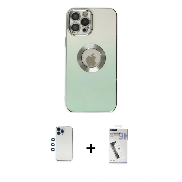 MARSİLYAN™- iPhone 12 Pro Kılıf Kutup Yansıma Özel Seri - Şeffaf Uv Polymer Nano Ekran Koruyucu + Shine Kamera Lens - MI