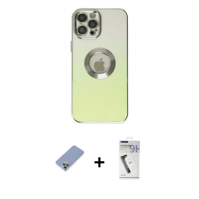 MARSİLYAN™- iPhone 12 Pro Kılıf Kutup Yansıma Özel Seri - Şeffaf Uv Polymer Nano Ekran Koruyucu + Metal Kamera Lens Koruma Cam - KUYL