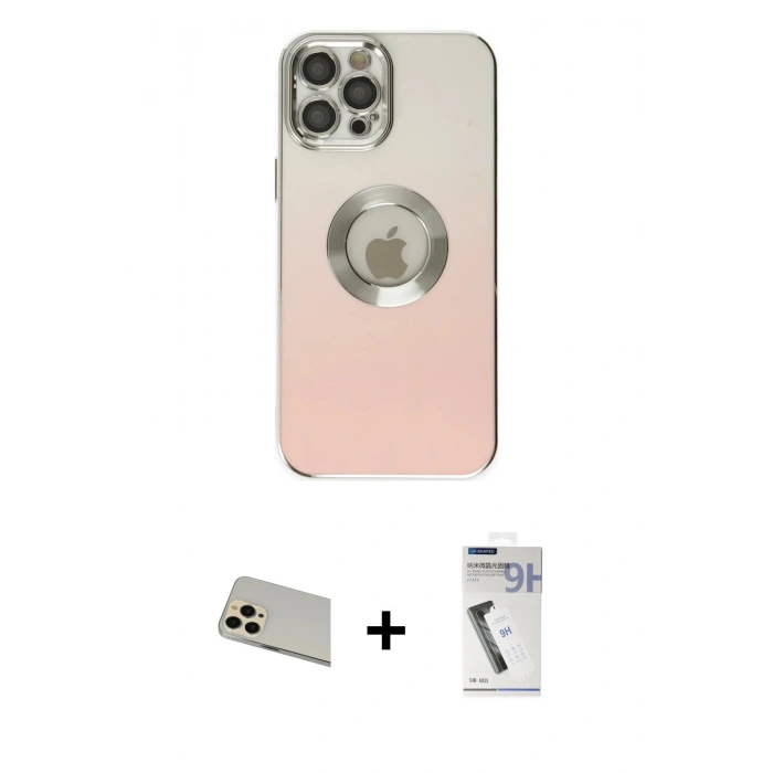 MARSİLYAN™- iPhone 12 Pro Kılıf Kutup Yansıma Özel Seri - Şeffaf Uv Polymer Nano Ekran Koruyucu + Rainbow Kamera Lens Koruma Cam - GD