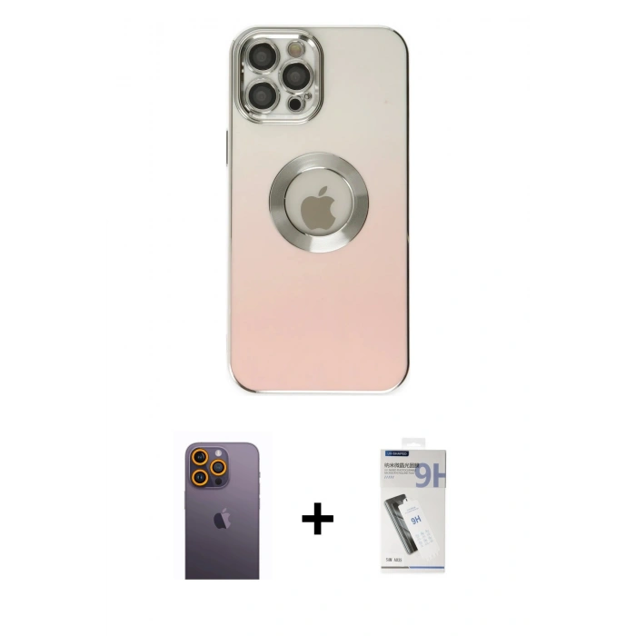 MARSİLYAN™- iPhone 12 Pro Kılıf Kutup Yansıma Özel Seri - Şeffaf Uv Polymer Nano Ekran Koruyucu + Sarı Neon Fosforlu Kamera Lens