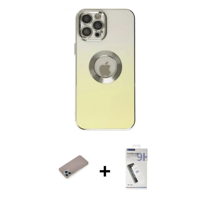 MARSİLYAN™- iPhone 12 Pro Kılıf Kutup Yansıma Özel Seri - Şeffaf Uv Polymer Nano Ekran Koruyucu + Shine Kamera Lens Koruma Cam - SABE