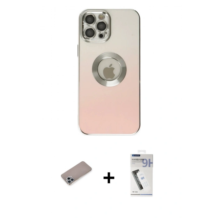 MARSİLYAN™- iPhone 12 Pro Kılıf Kutup Yansıma Özel Seri - Şeffaf Uv Polymer Nano Ekran Koruyucu + Shine Kamera Lens Koruma Cam - SABE