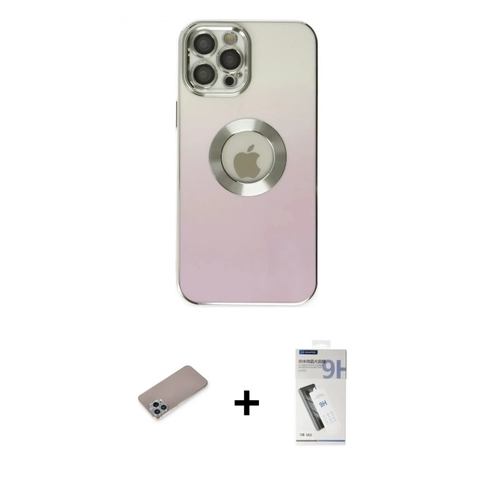 MARSİLYAN™- iPhone 12 Pro Kılıf Kutup Yansıma Özel Seri - Şeffaf Uv Polymer Nano Ekran Koruyucu + Shine Kamera Lens Koruma Cam - SABE