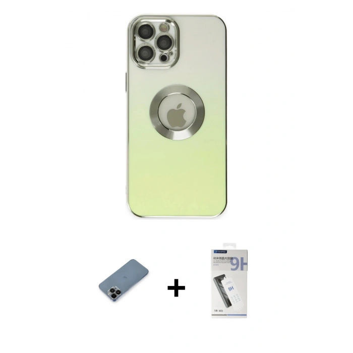 MARSİLYAN™- iPhone 12 Pro Kılıf Kutup Yansıma Özel Seri - Şeffaf Uv Polymer Nano Ekran Koruyucu + Shine Kamera Lens Koruma Cam - SH