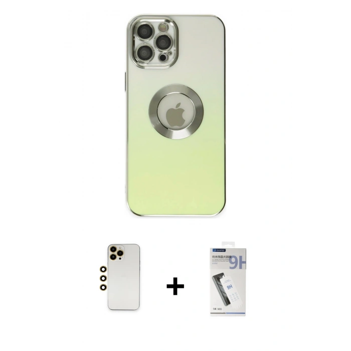 MARSİLYAN™- iPhone 12 Pro Kılıf Kutup Yansıma Özel Seri - Şeffaf Uv Polymer Nano Ekran Koruyucu + Shine Kamera Lens - GD